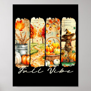 Fall Vibes Pumpkin Girly Autumn Cozy Harvest Thank Poster