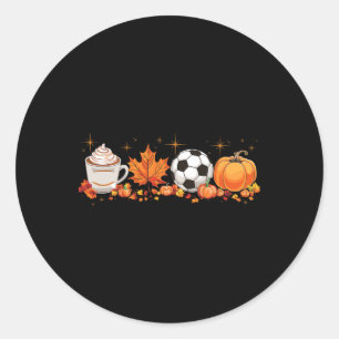 Fall Vibes Pumpkin Spice Soccer Halloween Autumn L Classic Round Sticker