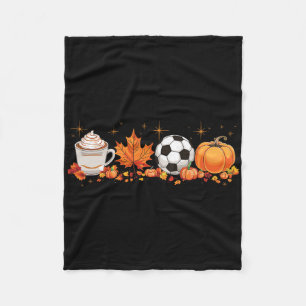 Fall Vibes Pumpkin Spice Soccer Halloween Autumn L Fleece Blanket