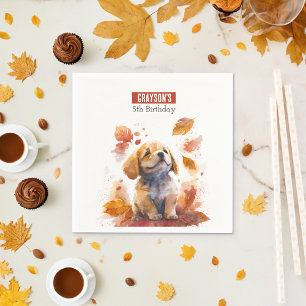 Fall vibes Puppy - Birthday Party - Napkin