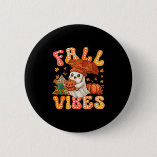 Fall Vibes Retro Pumpkin Cute Ghost Autumn Fall Lo 6 Cm Round Badge