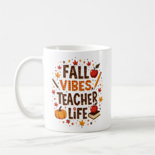 Fall Vibes Teacher Life – Retro Cute Personalised Coffee Mug