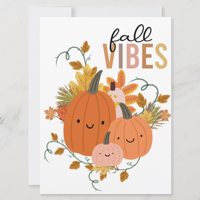 Fall Vibes, Thanksgiving , Fall season Holiday Card (Front)