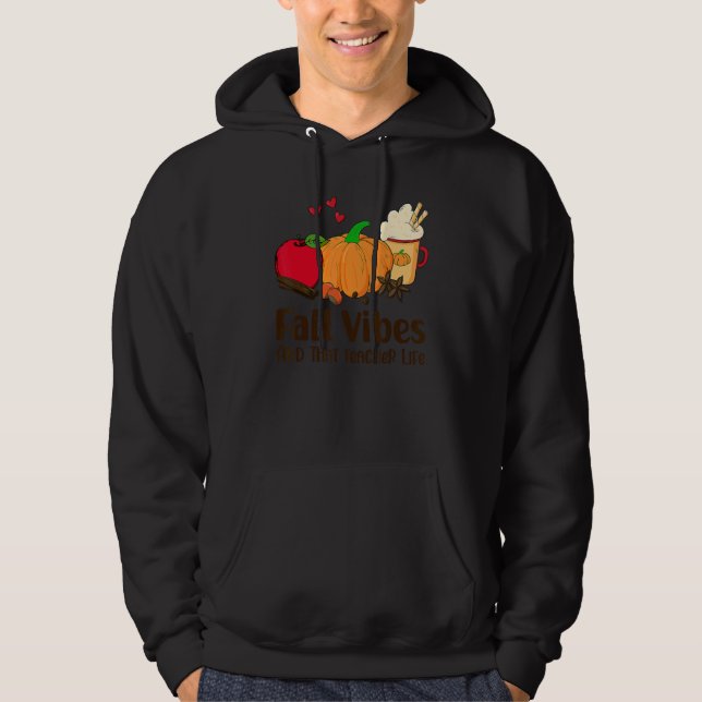 Fall Vibes & That Lunch Lady Life Thanksgiving Pum Hoodie (Front)