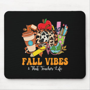 Fall Vibes That Teacher Life Leopard Pumpkin Fall Mouse Mat