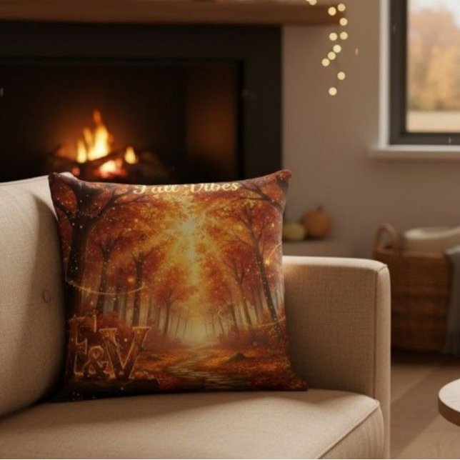 Fall Vibes Throw Pillow – Cosy Autumn Forest (Creator Uploaded)