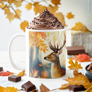 Fall Vibes Watercolor Deer - Coffee Mug