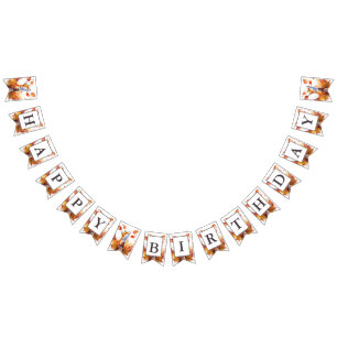 Fall Vibes Watercolor Fox - Birthday  Bunting