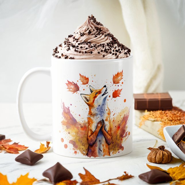Fall Vibes Watercolor Fox -  Coffee Mug (Creator Uploaded)
