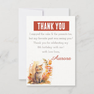 Fall Vibes Watercolor Kitten - Birthday Thank You Card