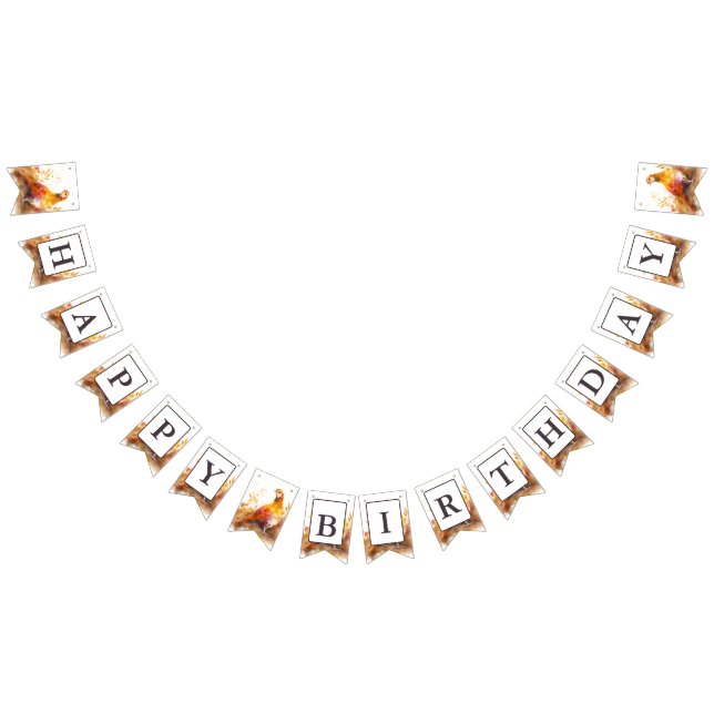 Fall Vibes Watercolor Pheasant - Birthday  Bunting (All)