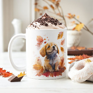 Fall Vibes Watercolor Puppy - Coffee Mug