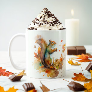 Fall Vibes Watercolor Squirrel -  Coffee Mug