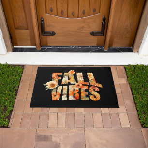 Fall vibes watercolor wildflowers autumn leaves doormat