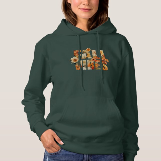 Fall Vibes watercolor wildflowers autumn leaves Hoodie (Front)