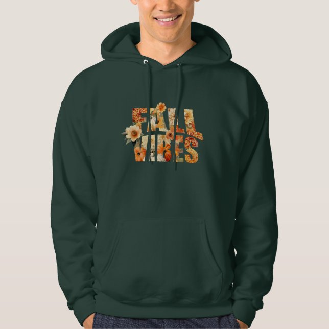 Fall Vibes watercolor wildflowers autumn leaves Hoodie (Front)