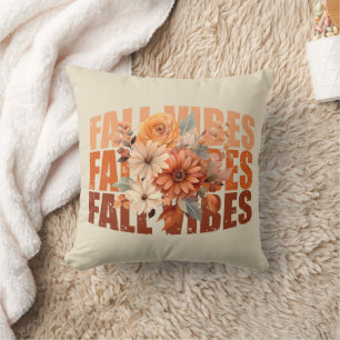 Fall vibes watercolor wildflowers leaves cushion