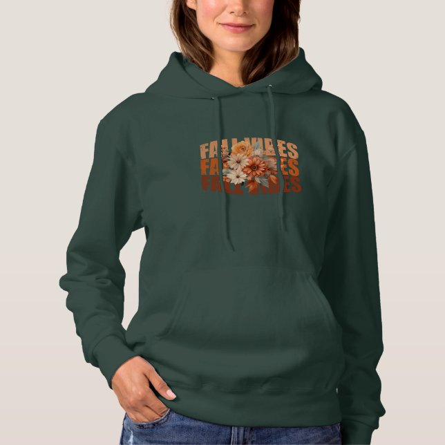 Fall vibes watercolor wildflowers leaves hoodie (Front)