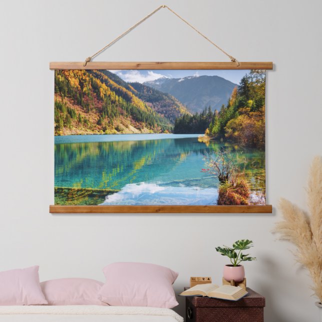 Fall View Arrow Bamboo Lake Mountains Jiuzhaigou   Hanging Tapestry (Bedroom)