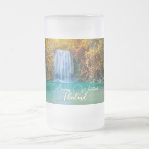 Fall View of Erawan Waterfall Thailand        Frosted Glass Beer Mug