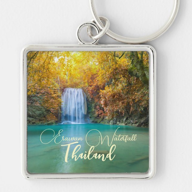 Fall View of Erawan Waterfall Thailand             Key Ring (Front)