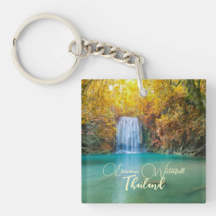 Fall View of Erawan Waterfall Thailand Key Ring