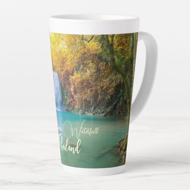 Fall View of Erawan Waterfall Thailand            Latte Mug (Right Angle)
