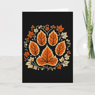Fall Vine Leaf Dog Paw Print Autumn Maple Leaf Tha Card