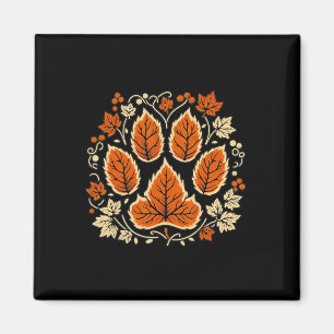 Fall Vine Leaf Dog Paw Print Autumn Maple Leaf Tha Magnet