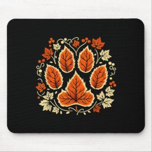 Fall Vine Leaf Paw Halloween Dog Paw Autumn Mouse Mat