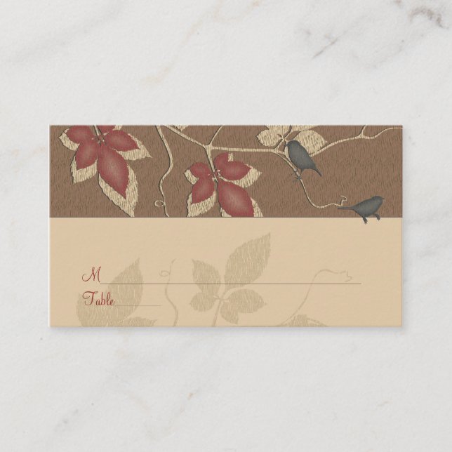 Fall Vines and Birds Special Occasion Place Card (Front)