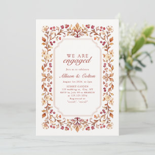 Fall Vintage Botanical Floral Engagement Party Invitation