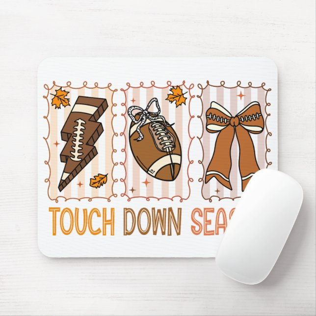 Fall Vintage Football Game Day Mouse Mat (With Mouse)
