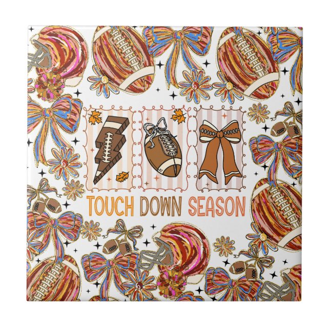 Fall Vintage Football Game Day Tile (Front)