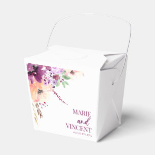 Fall Violet Magenta Purple Floral Flower Wedding Favour Box
