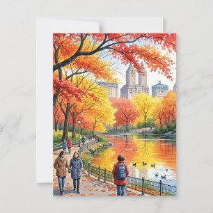 Fall Walk In The Park Postcard