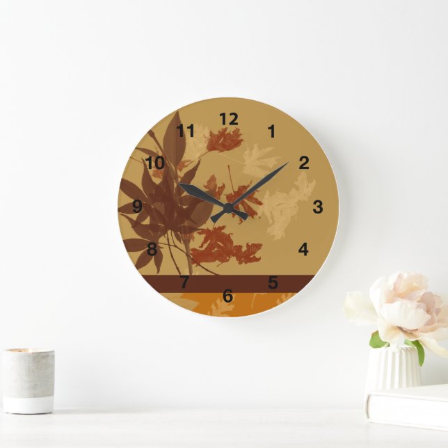 Fall Wall Clock Round, Black Numbers (Home)