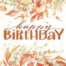 Fall Watercolor 5 x 7 Birthday Card
