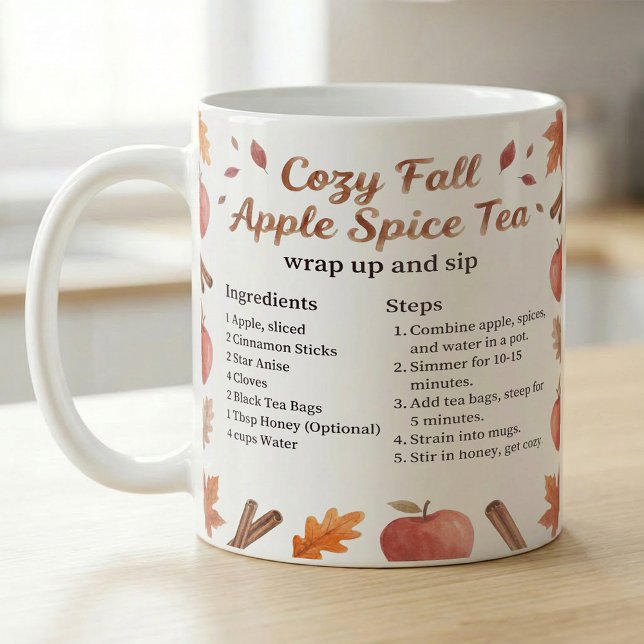 Fall Watercolor Apple Spice Tea Recipe Coffee Mug (Creator Uploaded)