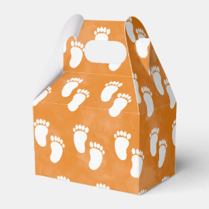 Fall Watercolor Baby Shower Footprint Pattern Favour Box