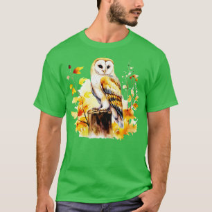Fall Watercolor Barn Owl T-Shirt