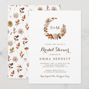 Fall Watercolor Botanical Bridal Shower Invitation