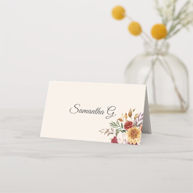 Fall Watercolor Botanical  Place Card (Front)