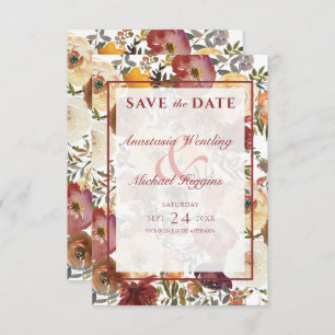 Fall Watercolor Bouquets Wedding Save The Date