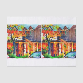 Fall Watercolor  fire colour decoupage mixed media Tissue Paper
