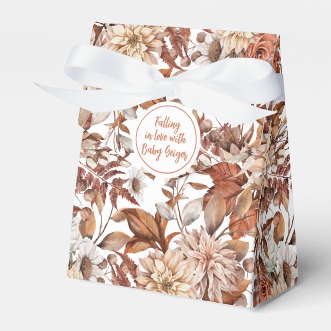 Fall Watercolor Floral  Baby Shower Favour Box (Front Side)