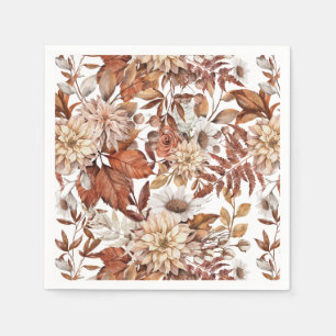 Fall Watercolor Floral  Baby Shower Napkin