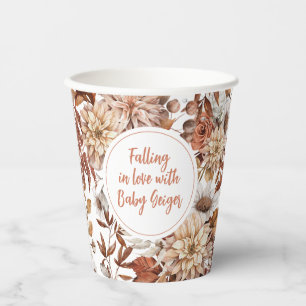 Fall Watercolor Floral  Baby Shower Paper Cups