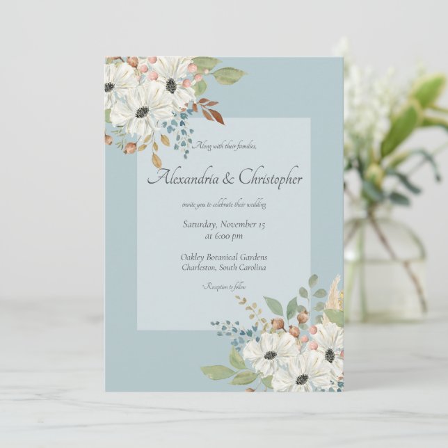 Fall Watercolor Floral Bouquet  Invitation (Standing Front)