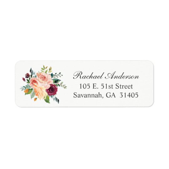 Fall Watercolor Floral Bouquet Return Address Label